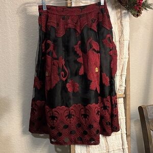 Jealous Tomato Black and Red Floral A-Line Skirt